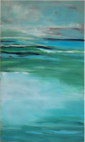 Kunst kaufen, Meer Acrylmalerei Die Farben von Wasser und Himmel in Abstraktion der Wellen und des Horizontes. Kannst du die Wellen hören? Riechst du das Meer? Acryl auf Leinwand 150x90 cm