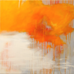 abstrakte malerei kaufen Reduzierter Farbwahl mit hohem Kontrast, Spiel zwischen Schichtung und Ablösung von Farbe. Acryl Asche, auf Leinwand 70x70 cm