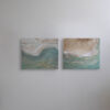 Die Transparenz von Wasser über Sand. Sand der von Wasser bewegt eine Form annimmt. Acryl, Sand, Lack, auf Leinwand 50x60 cm Acryl Sand, Lack, auf Leinwand je50x60 cm